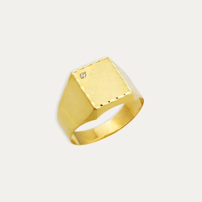Sello Hombre Oro Rectangular Circonita Corner
