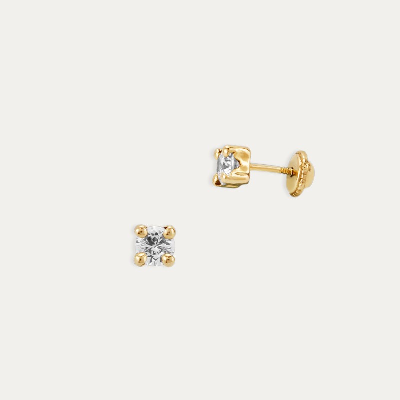 Pendientes Oro Cuatro Garras Circonitas Gabon
