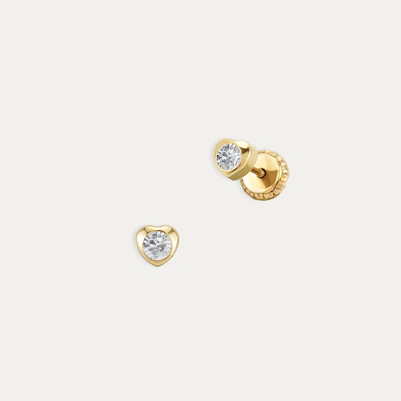Pendientes Oro Corazón Circonita Kinshasa