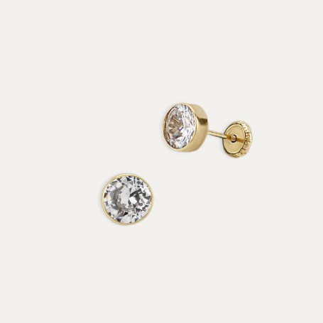 Pendientes Oro Circular Circonita Fiji