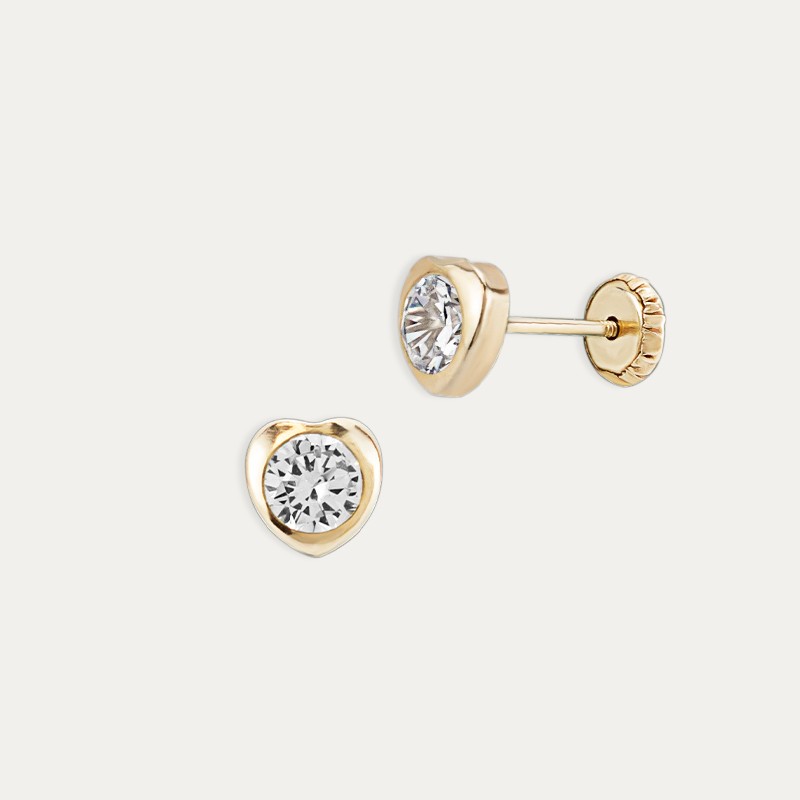 Pendientes Oro 9k Corazón Circonita Barents