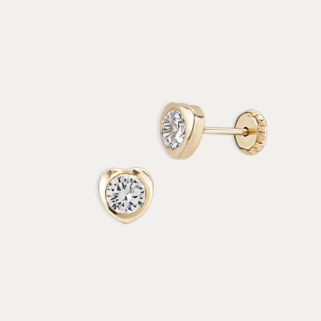 Pendientes de Oro 9k de Corazón con Circonita Barents