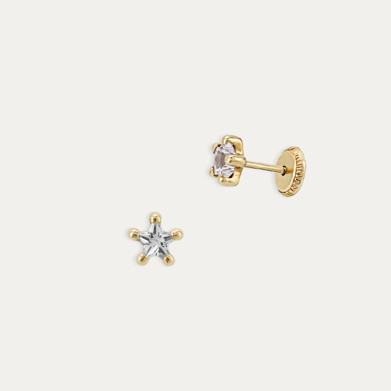 Pendientes Oro Circonita Estrella Nauru