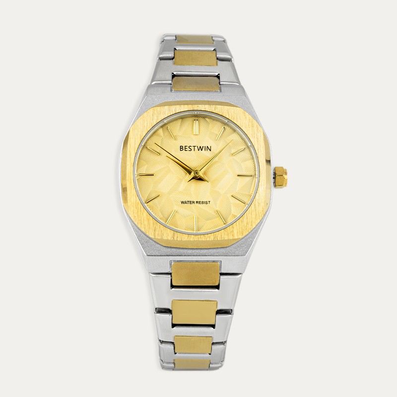 Reloj Acero Mujer Bicolor Dorado