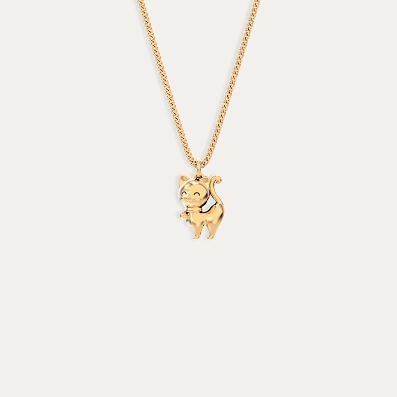 Collar Acero Dorado Gato Chocli