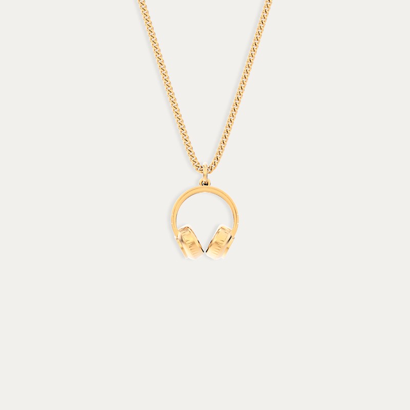 Collar Acero Dorado Auriculares Chocli
