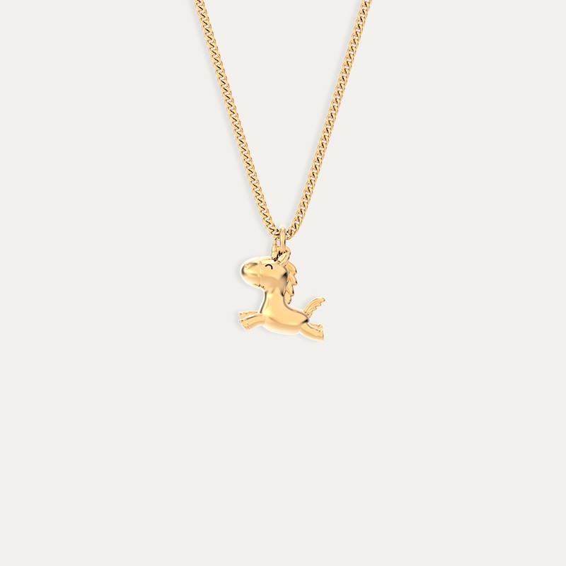 Collar Acero Dorado Unicornio Chocli