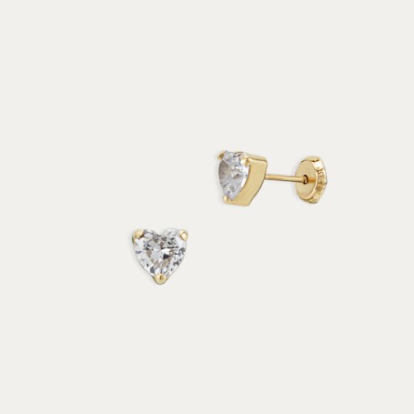 Pendientes Oro Corazón Circonita Dallas