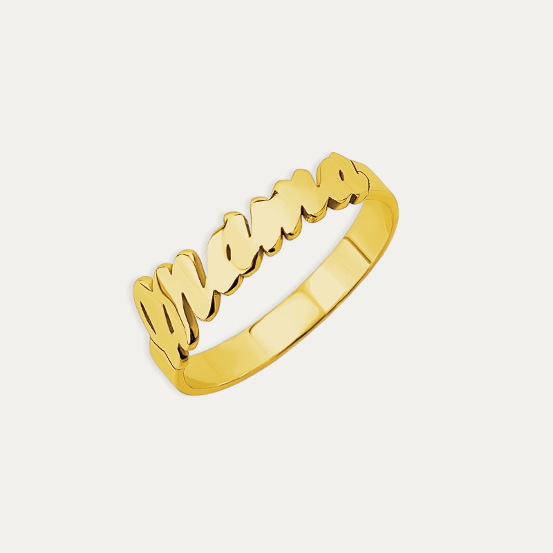Anillo Plata Dorada Personalizado Nombre "Mamá"