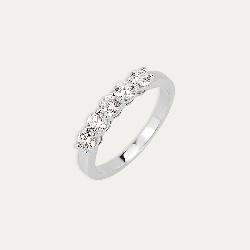 Sortija Oro 9k Blanco Cinquillo Brillantes NuWa