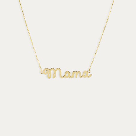 Collar Oro 9k Caligrafía Mamá Quebec