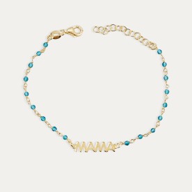 Pulsera Plata Dorada Mama Piedras Azules Uma