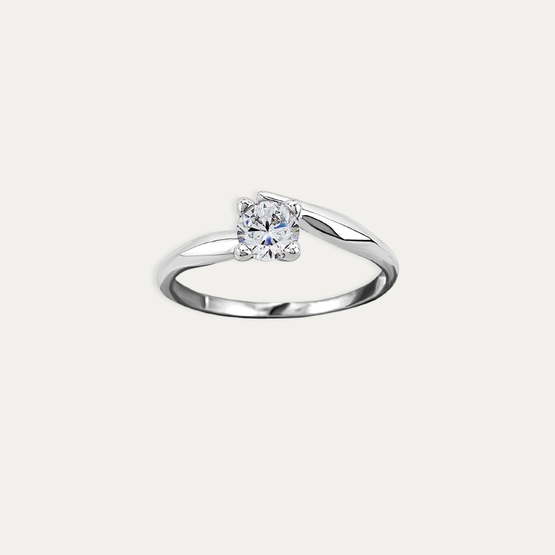 Solitario Oro 9k Blanco Circonita Lory
