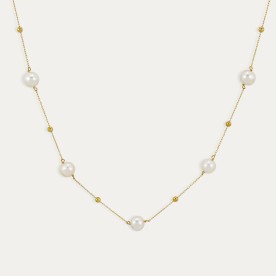 Collar Oro 9k Perlas Bolas Candance