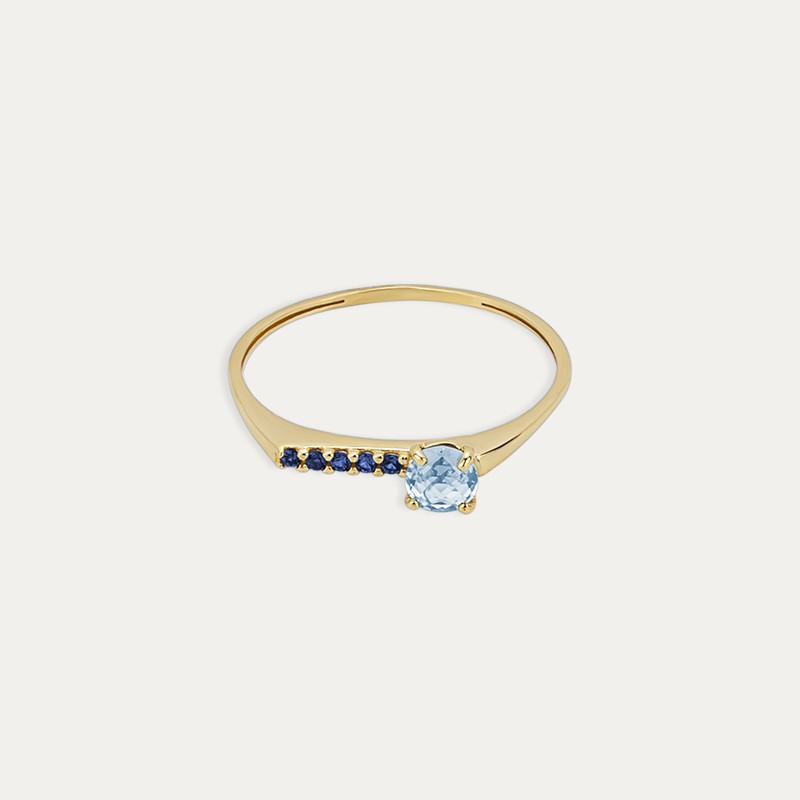 Anillo Oro 9k Piedra Color Zafiro Ola Dolce Vita