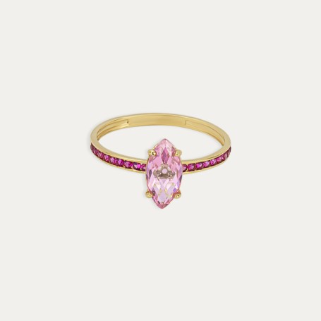 Anillo Oro 9k Piedra Color Rosa Mar Dolce Vita