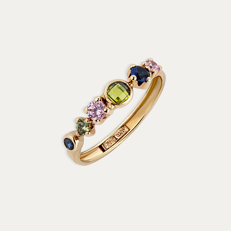 Anillo Oro 9k Piedras Color Olympia