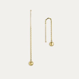 Pendientes Oro 9k Cadena Bola Lune