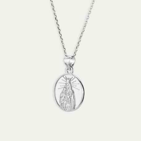Collar Plata Virgen María Y Cristo