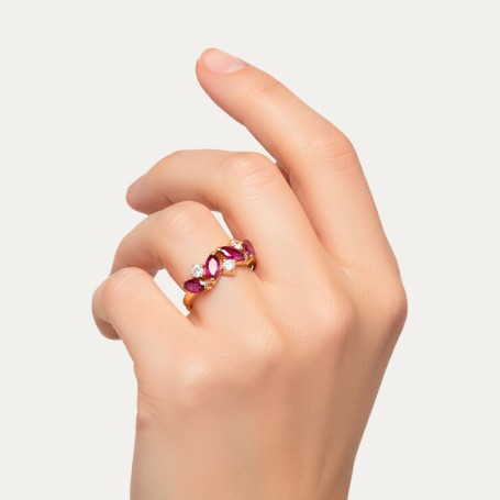 Anillo de Oro en 9k con Piedra de Color Rubí Kahlo