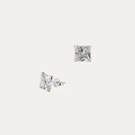 Pendientes Plata Circonita Cuadrado Prism Small