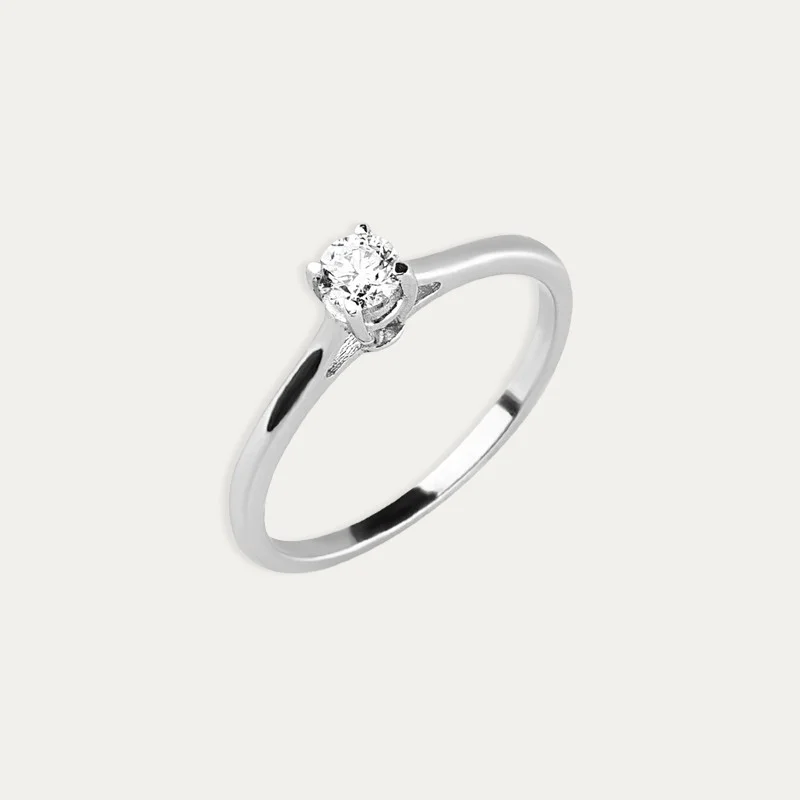 Solitario Oro 18k Blanco Diamante Lanna