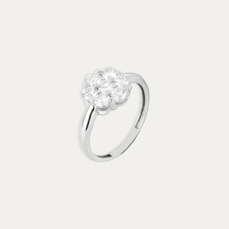 Anillo Oro 18k Blanco Diamantes Alcudia