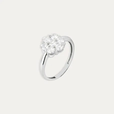 Anillo Oro 18k Blanco Diamantes Alcudia