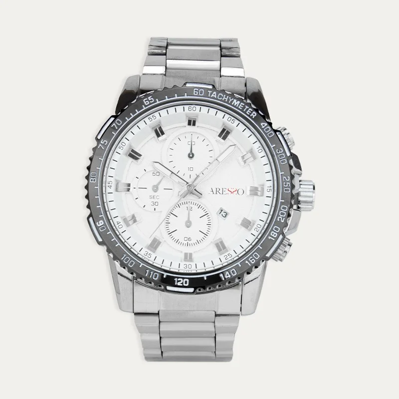 Reloj Acero Hombre Cronógrafo Multifunción Blanco