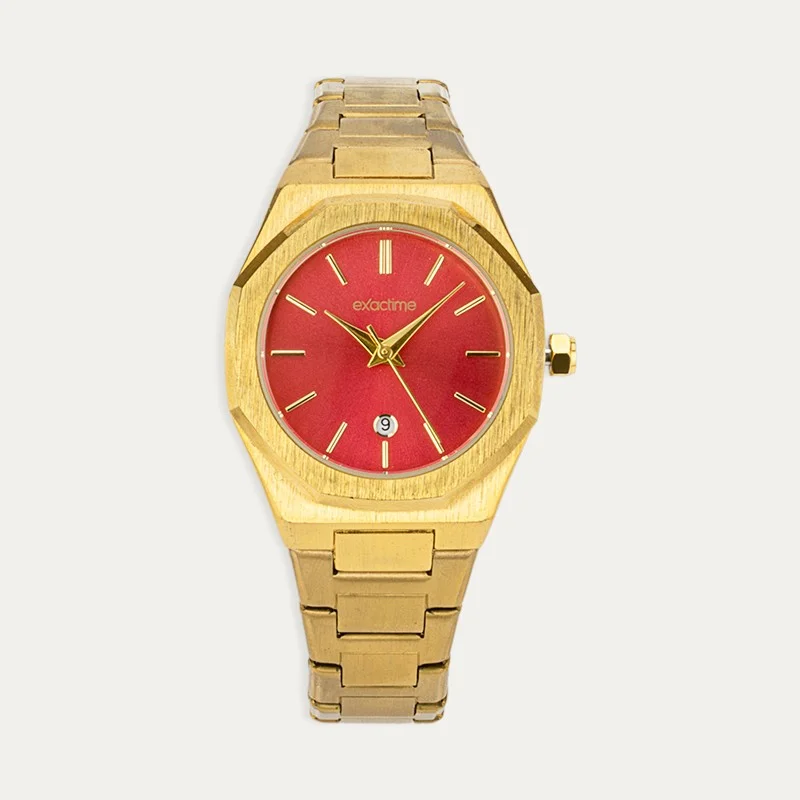 Reloj Acero Mujer Amarillo Rojo Cold