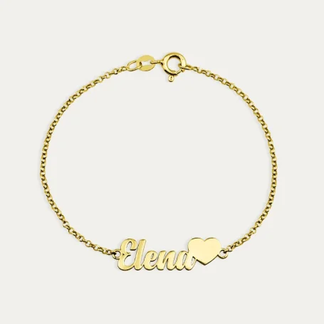 Pulsera Nombre Corazón Plata Dorada