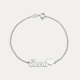 Pulsera Corazón Con Nombre  Personalizado Plata