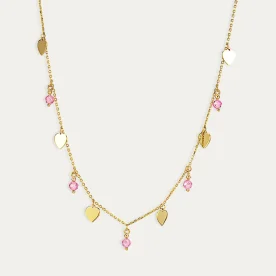 Gargantilla Oro 9k Corazones Y Piedras Color Tempting