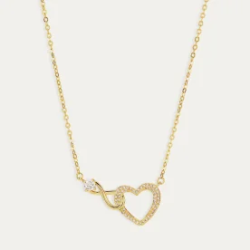 Collar Plata Dorada Infinito Entrelazado Corazón