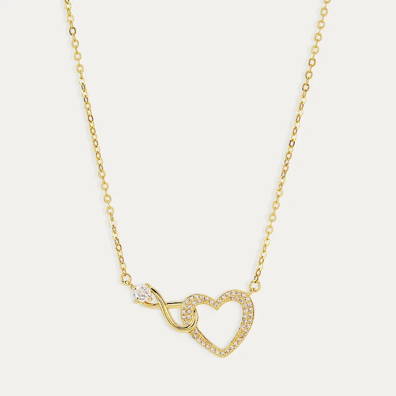 Collar Plata Dorada Infinito Entrelazado Corazón