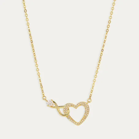 Collar Plata Dorada Infinito Entrelazado Corazón