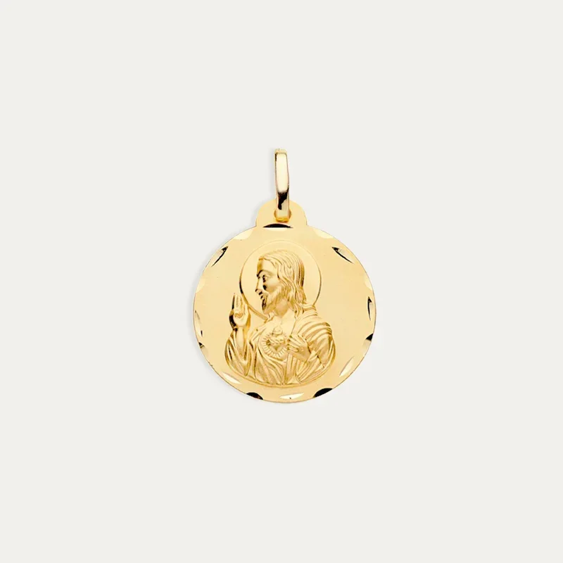 Medalla Escapulario Oro 9k Corazón de Jesús Little