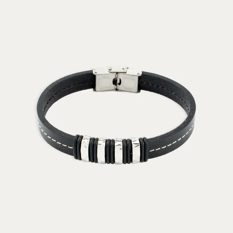 Pulsera de Acero para Hombre con Motivo Negro