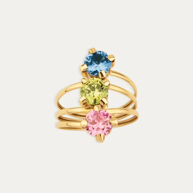 Sortija Oro 9k Tres Piedras Color Cristopher