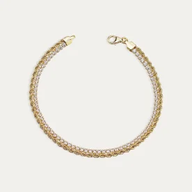 Pulsera Oro 18k Cordón Circonitas Combi
