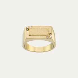 Sello oro 18k Rectangular Circonitas Tricor