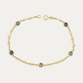 Pulsera Oro 9k Piedras Color Discos Decorativos