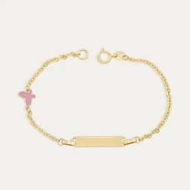 Pulsera esclava infantil oro 9K con mariposa rosa