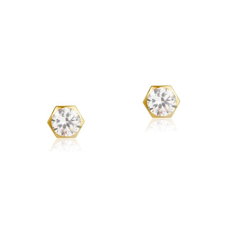 Pendientes Hexa Circonita 9K