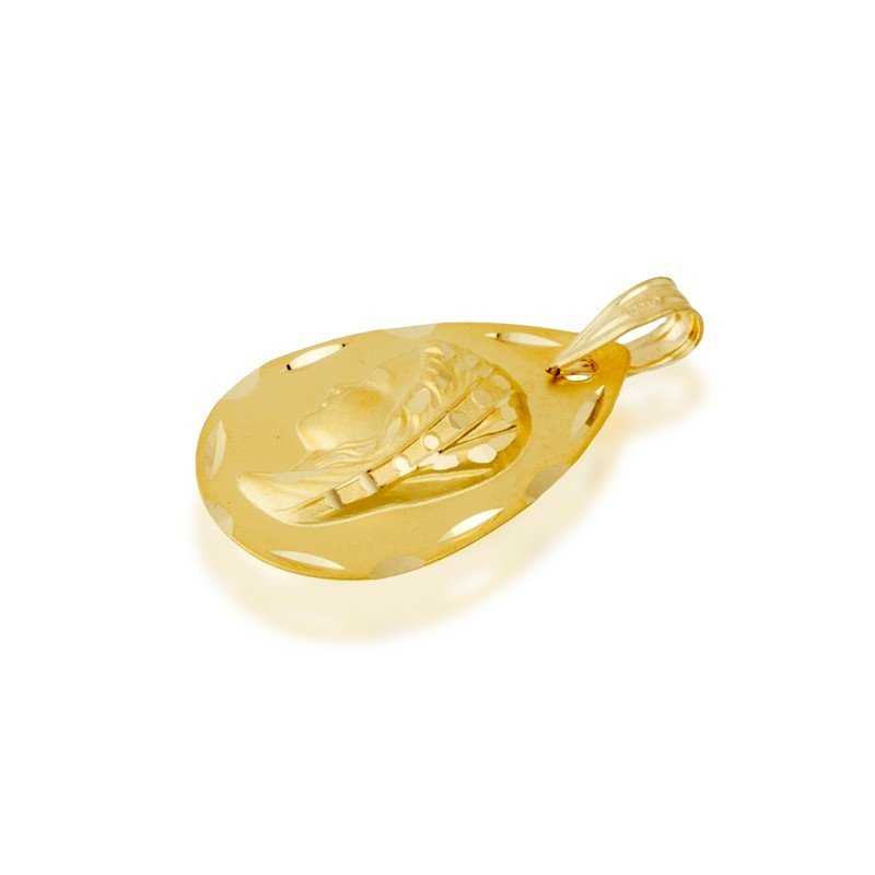 Medalla lágrima virgen niña 18K