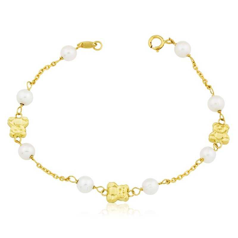 Pulsera Osos Perlas Oro