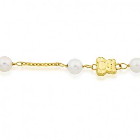 Pulsera Osos Perlas Oro