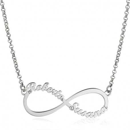 Gargantilla Infinito con Nombres en Plata