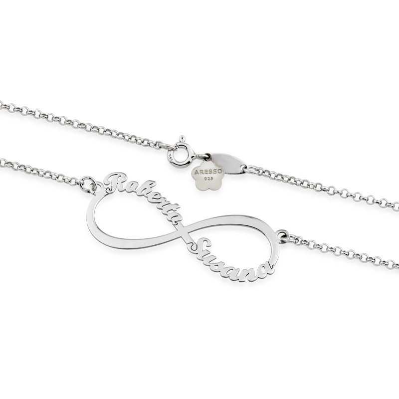 Gargantilla Infinito con Nombres en Plata zoom
