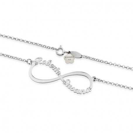 Gargantilla Infinito con Nombres en Plata zoom